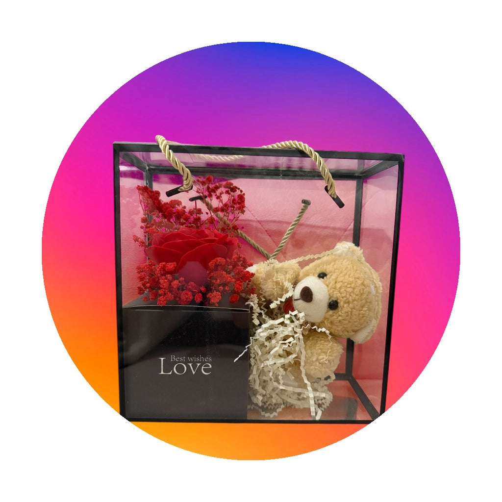 Coffret Cadeau Love – Rose Éternelle & Ourson Teddy