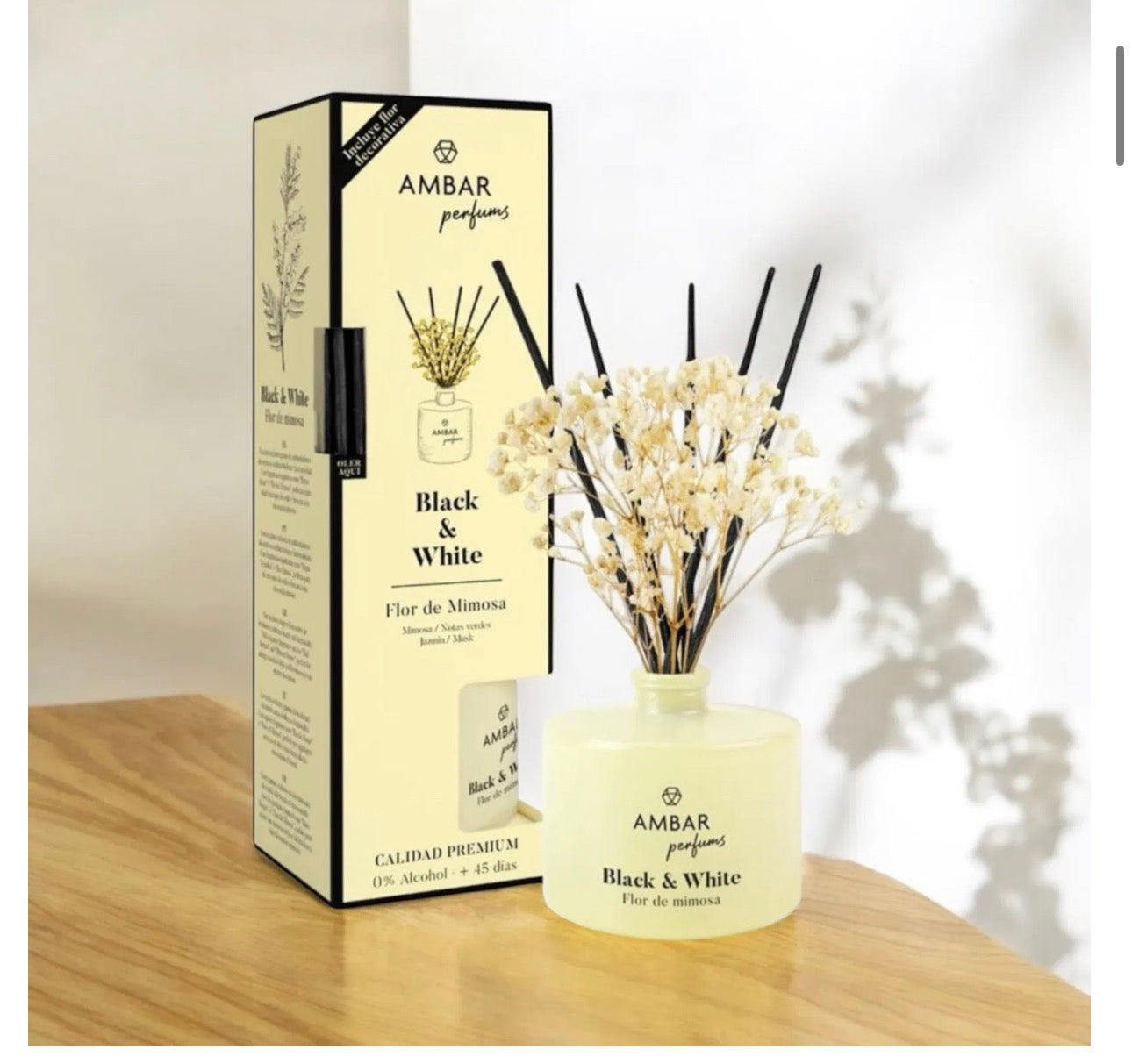 MIKADO AMBAR BLACK & WHITE FLEUR DE MIMOSA